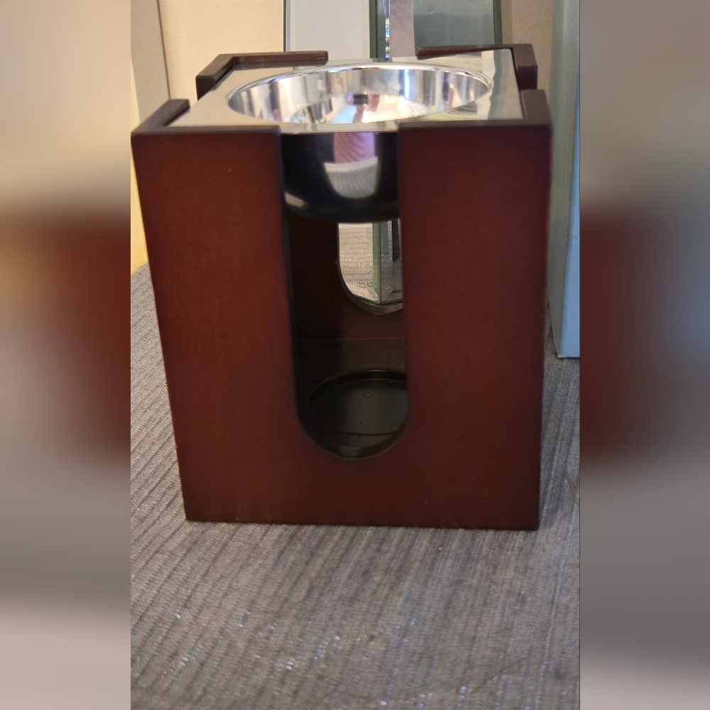 Mcm Vibes PartyLite Wood Warmer Candle with Silver Top mid Century Modern